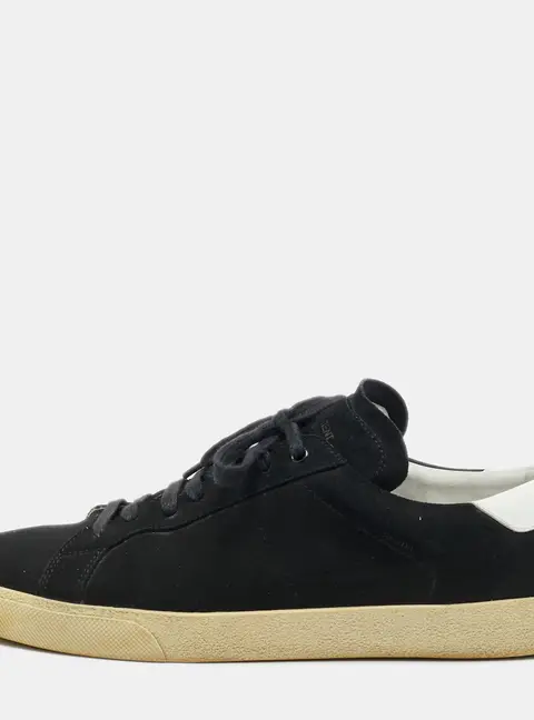 Saint Laurent Court Classic SL/06 Size 46 Black/White Leather and Suede Low Top Sneakers