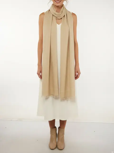 Salvatore Ferragamo Beige Monogram Cotton Gauze Stole