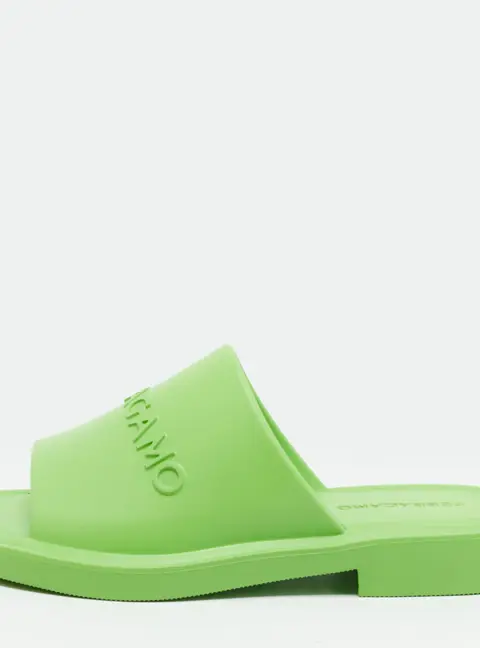 Salvatore Ferragamo Giuneva Size 43 Green Rubber Slide Sandals