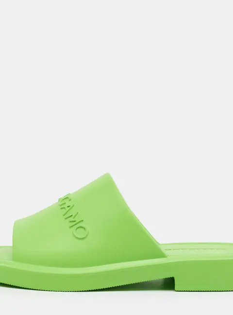 Salvatore Ferragamo Giuneva Size 42 Green Rubber Slide Sandals