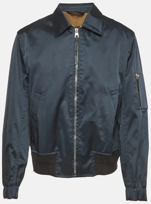 Salvatore Ferragamo Blue Synthetic Zip-Up Jacket XXXL
