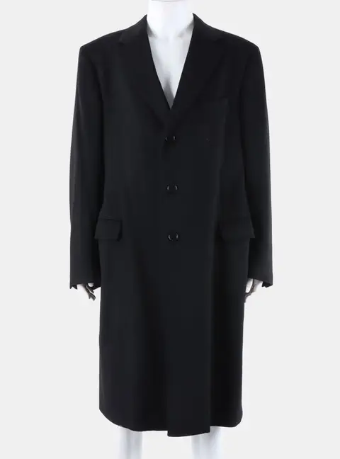 Salvatore Ferragamo Black Cashmere Coat Size XXL