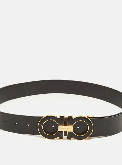 Salvatore Ferragamo Double Gancio Cut to Size Belt Black Leather
