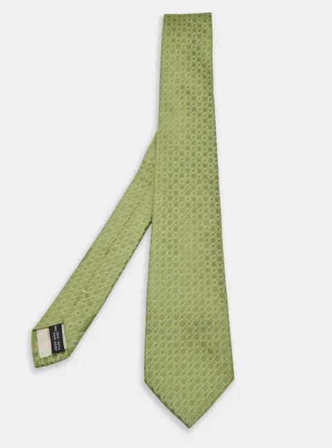 Salvatore Ferragamo Green Gancini Pattern Silk Tie