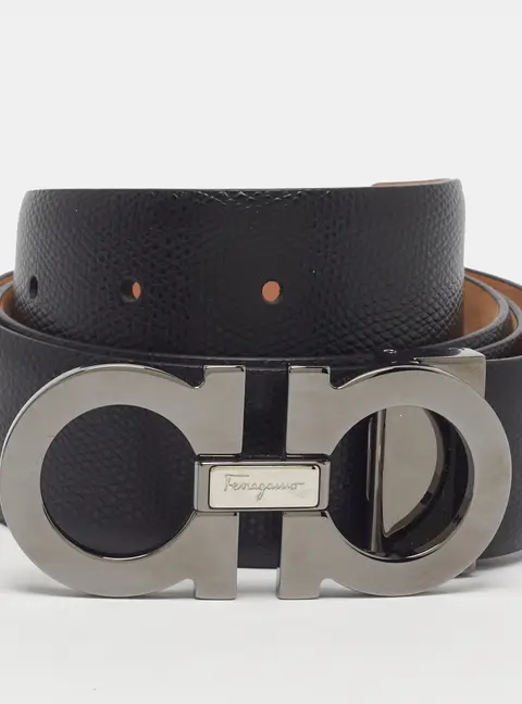 Salvatore Ferragamo Black Gancini Cut to Size Belt Black Leather