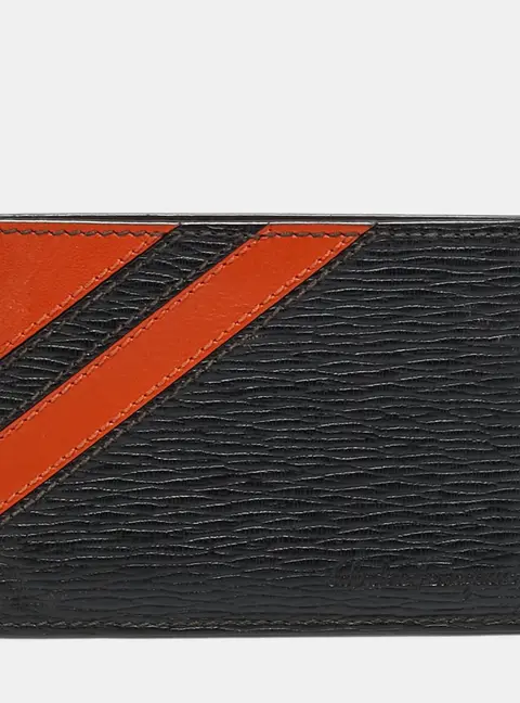 Salvatore Ferragamo Dark Brown/Orange Leather Card Holder