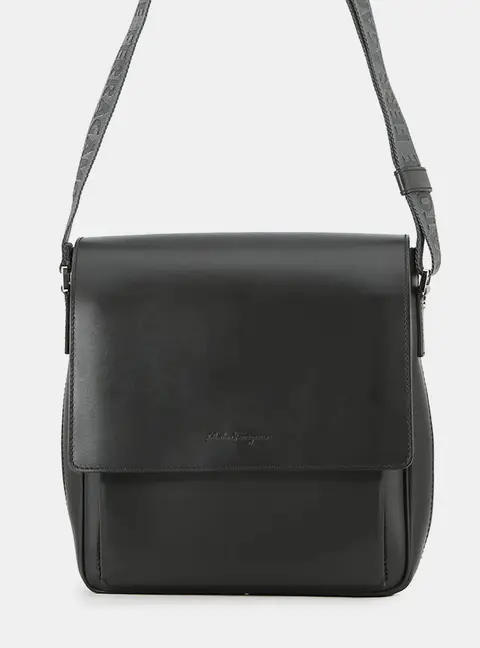 Salvatore Ferragamo Messenger Black Leather Messenger Bag