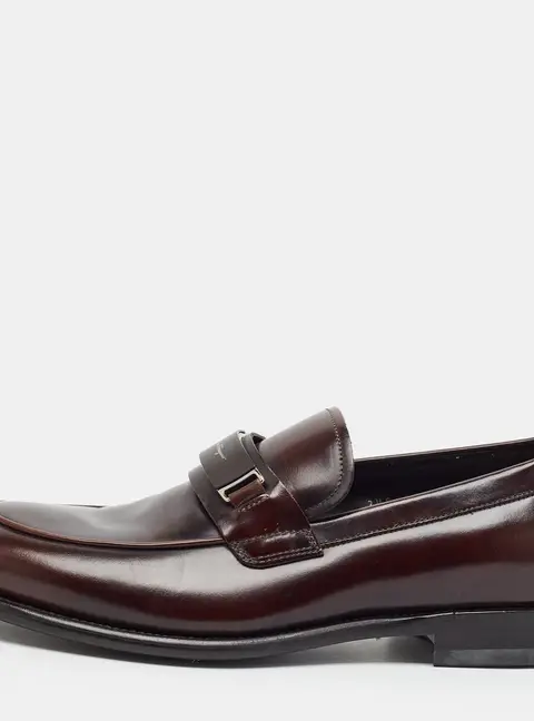 Salvatore Ferragamo Size 41.5 Brown Leather  Logo Penny Loafers