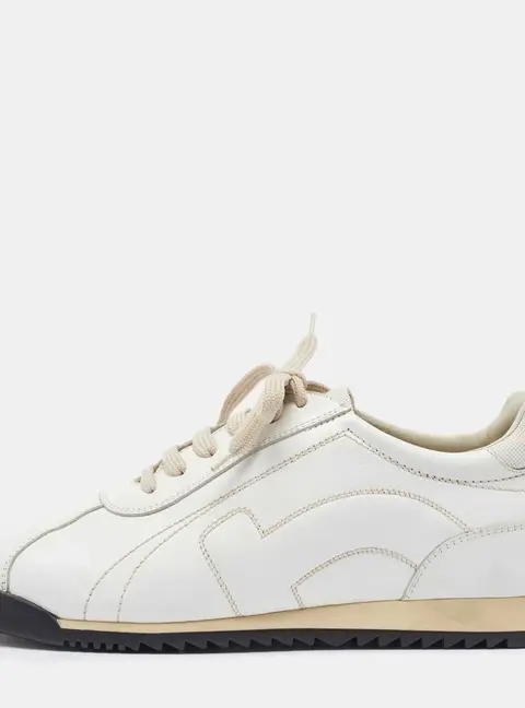 Salvatore Ferragamo White Leather Low Top Sneakers Size 41.5