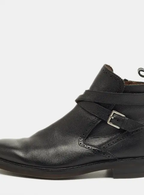 Salvatore Ferragamo Black Leather Buckle Knee Length Boots Size 44.5