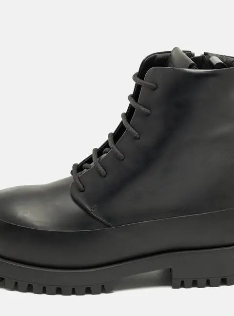 Salvatore Ferragamo Size 43 Black Fede Leather Combat Boots