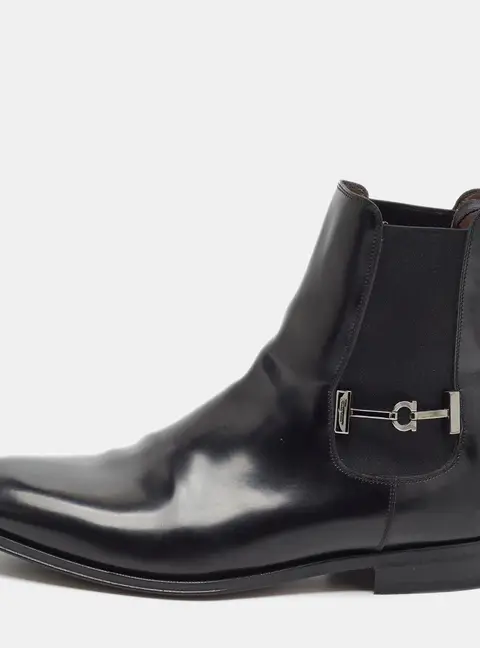 Salvatore Ferragamo Size 43.5 Black Leather Chelsea Boots