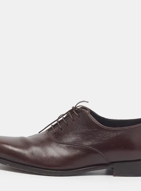 Salvatore Ferragamo Size 44 Brown Leather Lace Up Oxfords