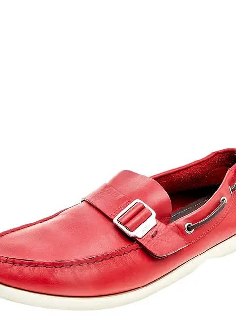 Salvatore Ferragamo Red Leather Slip On Loafers Size 46