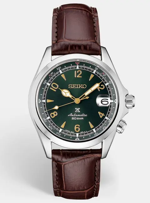 Seiko Prospex SPB121J Green Dial Stainless Steel Leather Men's Wristwatch 39.5mm