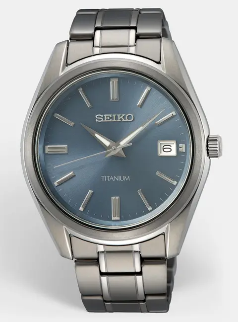 Seiko SUR371P1 Blue Dial Titanium Men's Wristwatch 40.2 mm