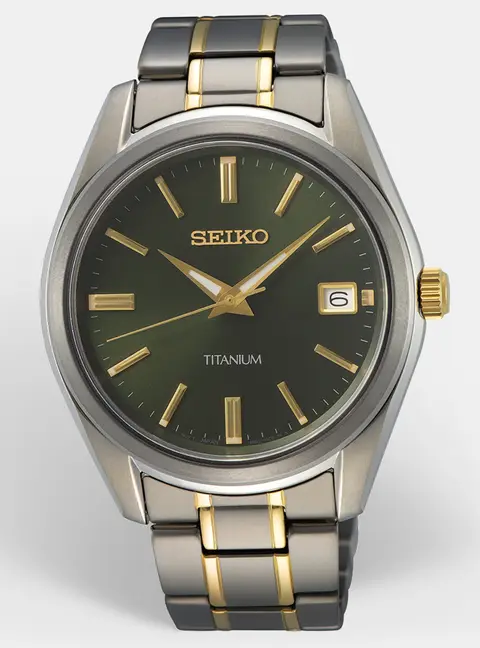 Seiko Discover More SUR377P1 Green Dial Titanium Men's Wristwatch 40.2 mm