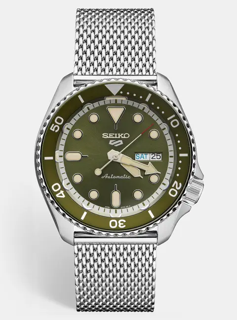 Seiko 5 Sport SRPD75K1 Green Dial Stainless Steel Men's Wristwatch 42 mm