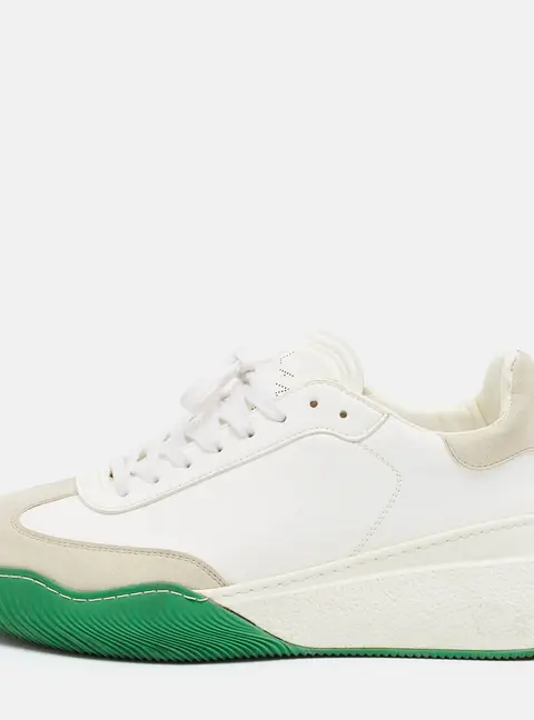 Stella McCartney Loop Size 43 White/Beige Faux Leather and Faux Suede Lace Up Sneakers