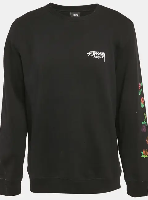 Stussy Black Printed Cotton Sweatshirt L