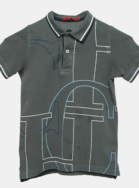 CH Carolina Herrera Kids Grey Logo Print Cotton Pique Polo T-Shirt 6 Yrs