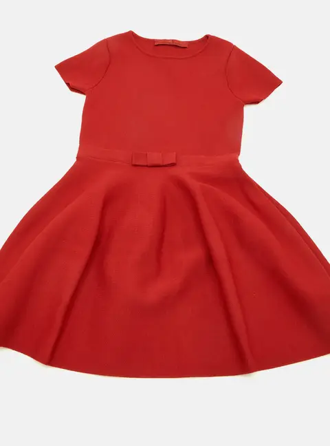 CH Carolina Herrera Red Knit Bow Detail Dress 4 Years