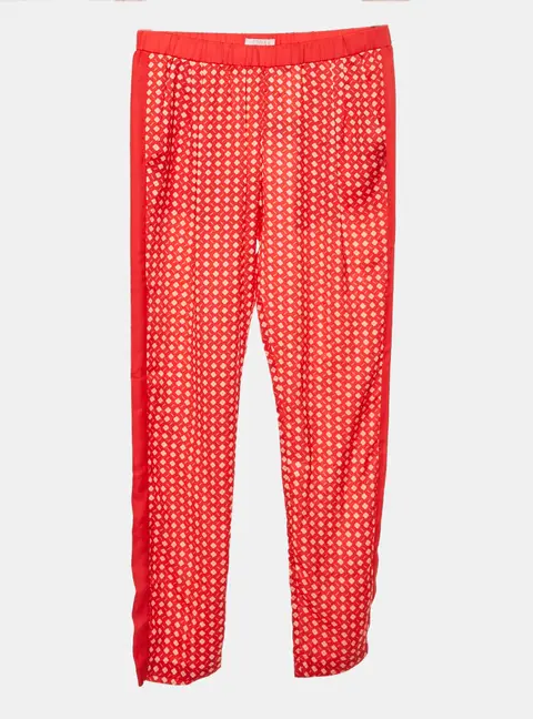 Chloe Kids Red Floral Print Synthetic Stripe Detail Trousers 14 Yrs
