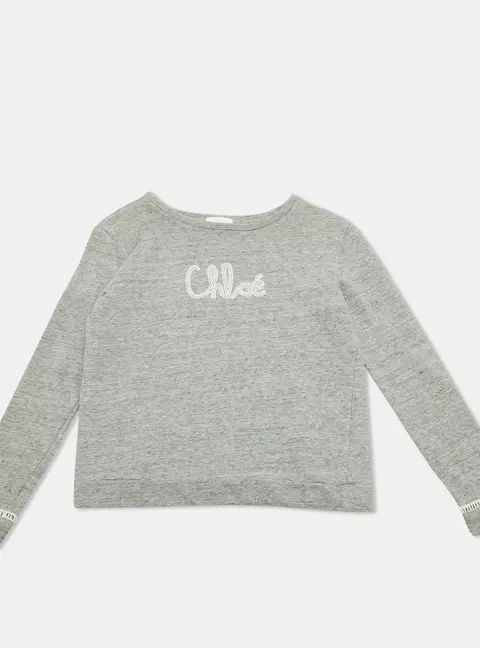 Chloe Kids Grey Logo Embroidered Cotton Sweatshirt 14Yrs