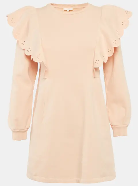 Chlo&eacute; Kids Pink Cotton Fleece Ruffled Dress 14Yrs