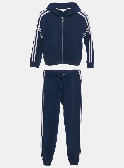 Chloe Kids Navy Blue Cotton Blend Logo Band Sweatshirt & Jogger Set 10/12Yrs