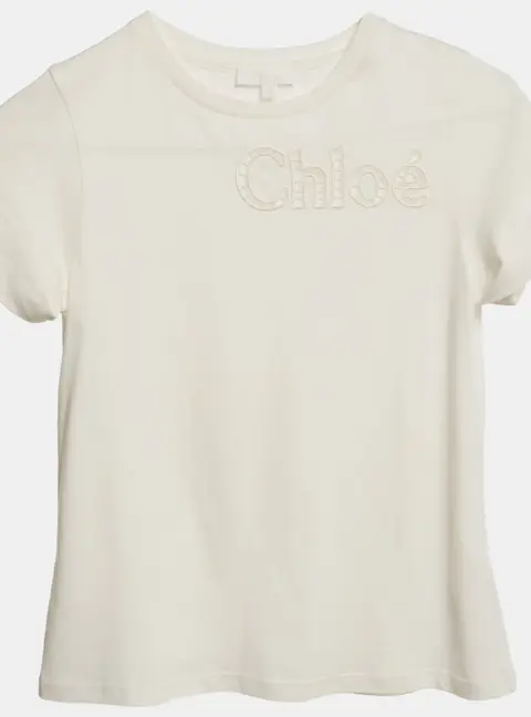 Chloe Kids White Logo Detail Cotton T-shirt 10 Yrs