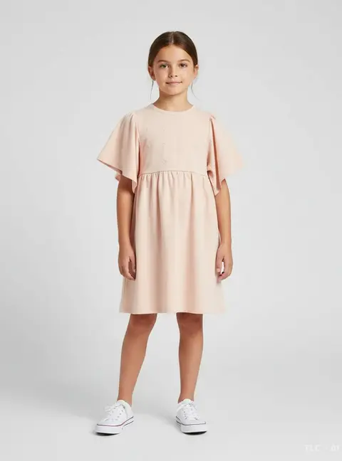 Chloe Kids Pink Flower Embroidered French Terry Dress 12 Yrs