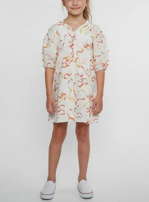 Chloe Kids White Ribbon Print Cotton Dress 8 Yrs