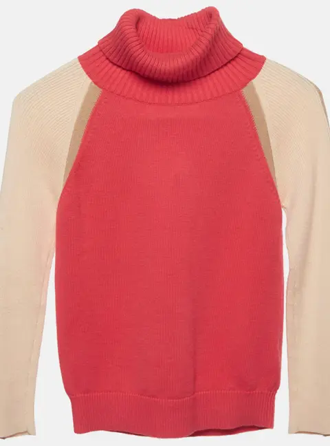 Chloe Kids Pink Rib Knit Turtle Neck Sweater 8Yrs