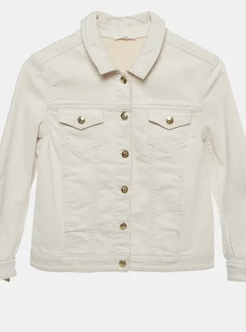 Chlo&eacute; Kids White Denim Button Up Jacket 12 Yrs