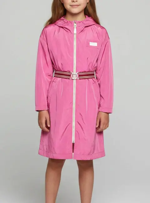Chloe Kids Pink Nylon Zip Up Long Raincoat 8 Yrs
