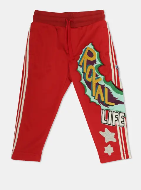 Dolce & Gabbana Red Jersey Royal Life Graphic Patch Pants 2 Years