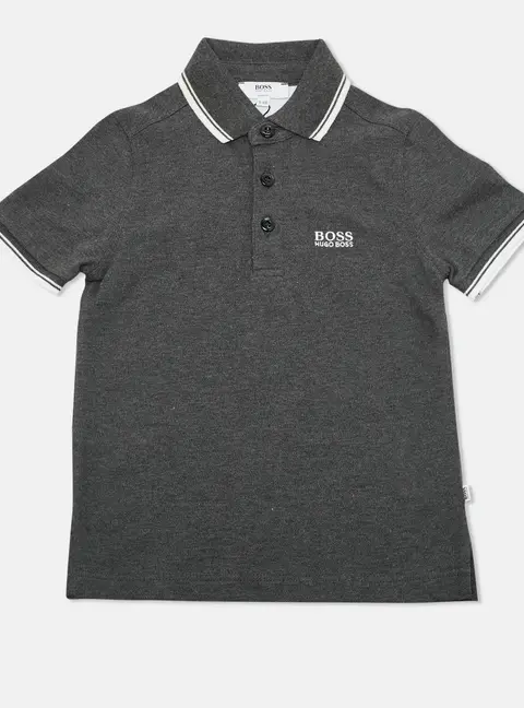 Boss By Hugo Boss Kids Grey Cotton Polo T-Shirt 5 Yrs