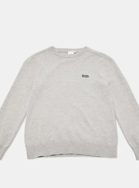Boss By Hugo Boss Kids Grey Cotton Crew Neck Sweater 10 Yrs