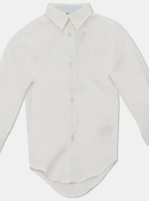Boss By Hugo Kids White Logo Embroidered Cotton Shirt 4Yrs
