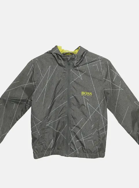 Hugo Hugo Boss Grey Printed Nylon Zip-Up Jacket 8Yrs