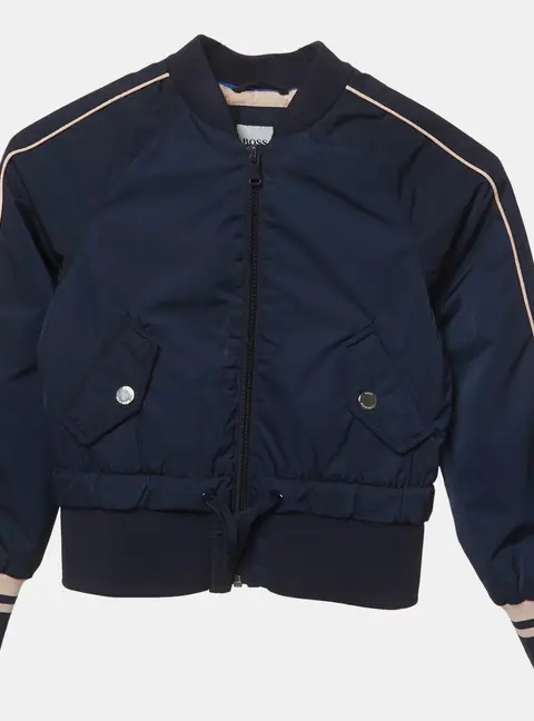 Boss By Hugo Boss Kids Navy Blue Synthetic Bomber Jacket 8-12 Yrs