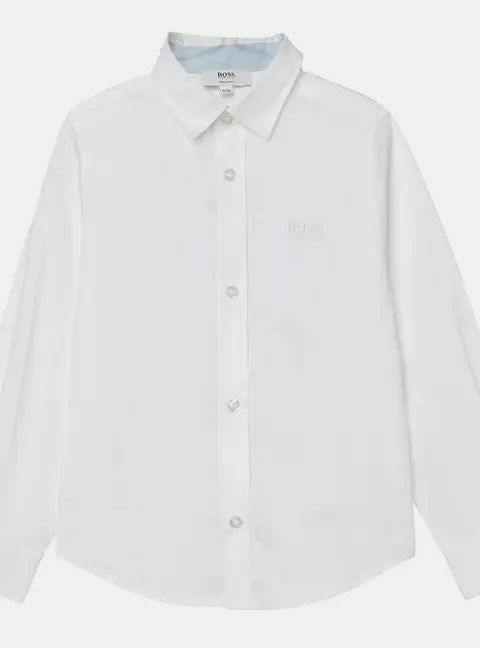 Boss By Hugo Boss Kids White Cotton Regular Fit Button Up Shirt 12 Yrs
