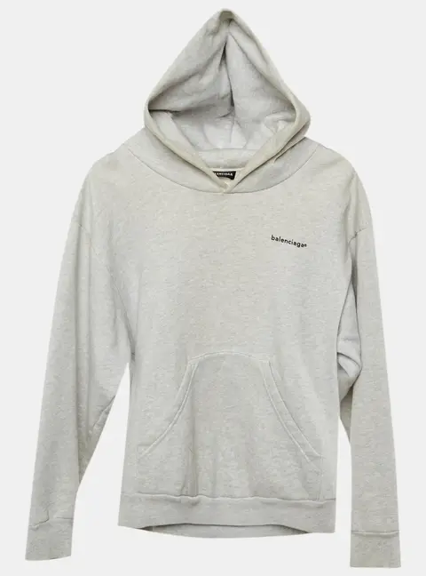 Balenciaga Kids Grey Cotton Hooded Sweatshirt Size 10 Yrs
