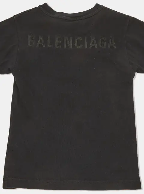 Balenciaga Black Cotton Logo Embroidered T-Shirt Size 2 Yrs