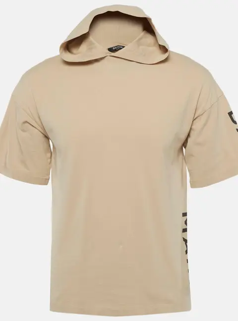 Balmain Beige Jersey Hooded T-Shirt 14Yrs