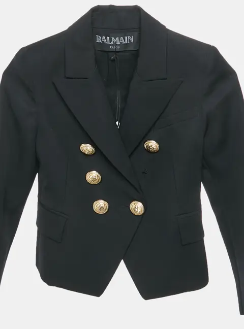 Balmain Kids Black Wool Double Breasted Blazer 8 Yrs