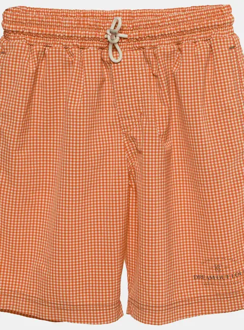 Brunello Cucinelli Kids Orange Checked Nylon Blend Swim Shorts 12 Yrs