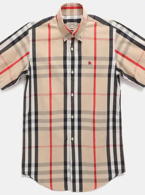 Burberry Beige Check Cotton Button Front Shirt Shirt 14Y