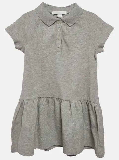 Burberry Children Grey Melange Cotton Pique Pleated Polo Dress 4 Yrs